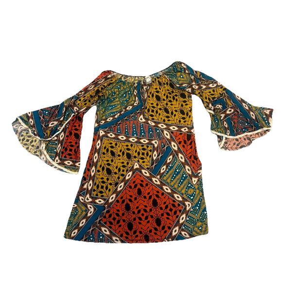 Lonesome Blouse Tunic Dress Womens Medium Multicolor Floral Off the Shoulder - Picture 8 of 10